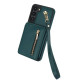 For Samsung Galaxy S23+ 5G YM006 Skin Feel Zipper Card Bag Phone Case with Dual Lanyard(Green)