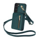 For Samsung Galaxy S23+ 5G YM006 Skin Feel Zipper Card Bag Phone Case with Dual Lanyard(Green)