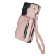 For Samsung Galaxy S23+ 5G YM006 Skin Feel Zipper Card Bag Phone Case with Dual Lanyard(Rose Gold)