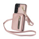 For Samsung Galaxy S23+ 5G YM006 Skin Feel Zipper Card Bag Phone Case with Dual Lanyard(Rose Gold)