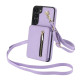 For Samsung Galaxy S23+ 5G YM006 Skin Feel Zipper Card Bag Phone Case with Dual Lanyard(Light Purple)