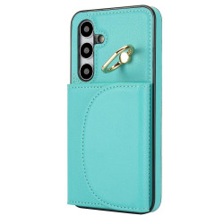 For Samsung Galaxy S24+ 5G YM007 Ring Holder Card Bag Skin Feel Phone Case(Green)