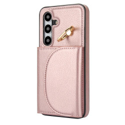 For Samsung Galaxy S24+ 5G YM007 Ring Holder Card Bag Skin Feel Phone Case(Rose Gold)
