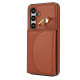For Samsung Galaxy S24+ 5G YM007 Ring Holder Card Bag Skin Feel Phone Case(Brown)