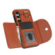 For Samsung Galaxy S24+ 5G YM007 Ring Holder Card Bag Skin Feel Phone Case(Brown)