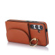 For Samsung Galaxy S24+ 5G YM007 Ring Holder Card Bag Skin Feel Phone Case(Brown)