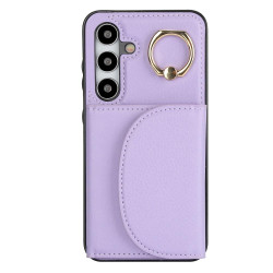 For Samsung Galaxy S24+ 5G YM007 Ring Holder Card Bag Skin Feel Phone Case(Purple)