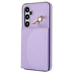 For Samsung Galaxy S24+ 5G YM007 Ring Holder Card Bag Skin Feel Phone Case(Purple)