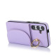 For Samsung Galaxy S24+ 5G YM007 Ring Holder Card Bag Skin Feel Phone Case(Purple)