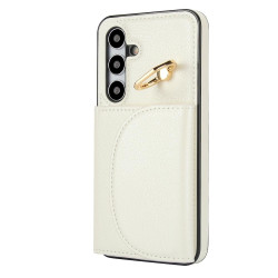 For Samsung Galaxy S24+ 5G YM007 Ring Holder Card Bag Skin Feel Phone Case(White)