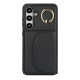 For Samsung Galaxy S24+ 5G YM007 Ring Holder Card Bag Skin Feel Phone Case(Black)
