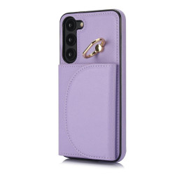 For Samsung Galaxy S23+ 5G YM007 Ring Holder Card Bag Skin Feel Phone Case(Purple)