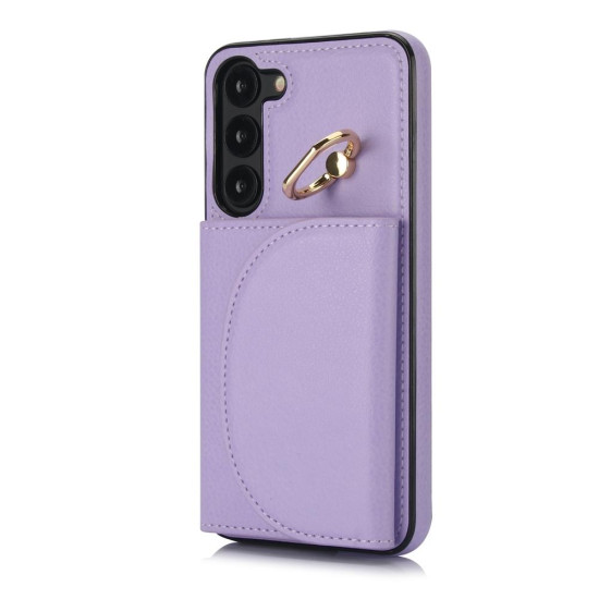 For Samsung Galaxy S23+ 5G YM007 Ring Holder Card Bag Skin Feel Phone Case(Purple)