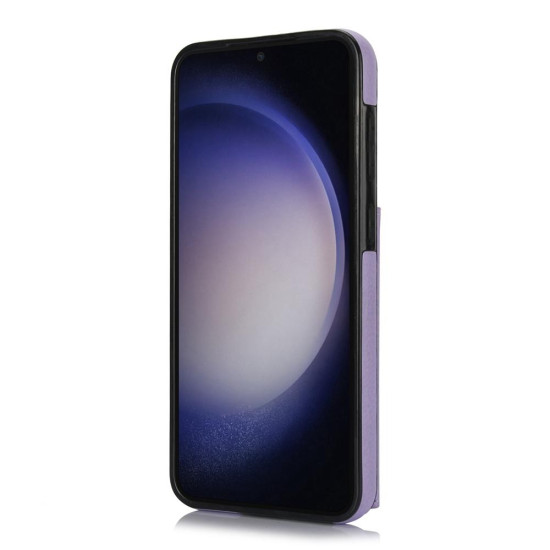 For Samsung Galaxy S23+ 5G YM007 Ring Holder Card Bag Skin Feel Phone Case(Purple)