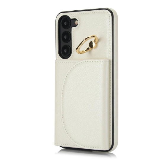For Samsung Galaxy S23+ 5G YM007 Ring Holder Card Bag Skin Feel Phone Case(White)