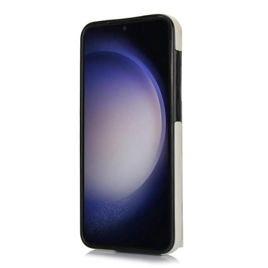 For Samsung Galaxy S23+ 5G YM007 Ring Holder Card Bag Skin Feel Phone Case(White)