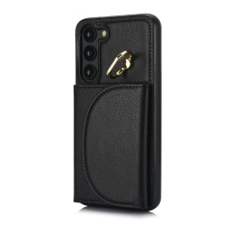 For Samsung Galaxy S23+ 5G YM007 Ring Holder Card Bag Skin Feel Phone Case(Black)