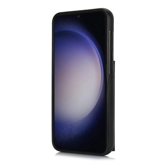 For Samsung Galaxy S23+ 5G YM007 Ring Holder Card Bag Skin Feel Phone Case(Black)
