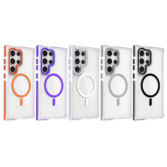 For Samsung Galaxy S24+ 5G Dual-Color Clear Acrylic Hybrid TPU MagSafe Phone Case(Black)
