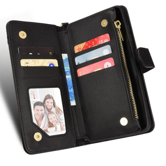 For Samsung Galaxy S24+ 5G Litchi Texture Zipper Leather Phone Case(Black)