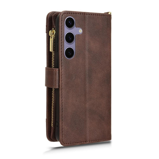 For Samsung Galaxy S24+ 5G Litchi Texture Zipper Leather Phone Case(Brown)