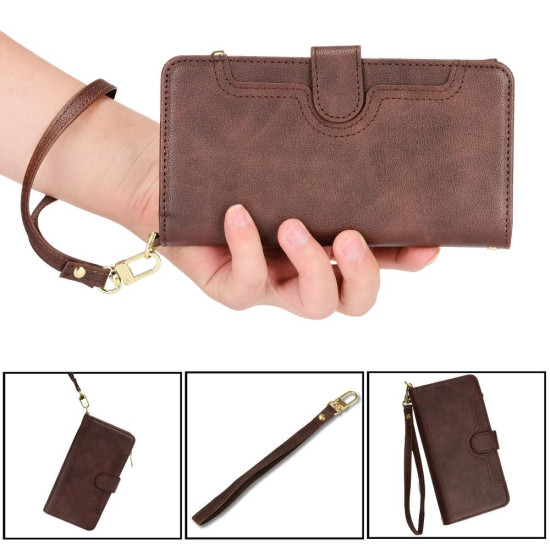 For Samsung Galaxy S24+ 5G Litchi Texture Zipper Leather Phone Case(Brown)