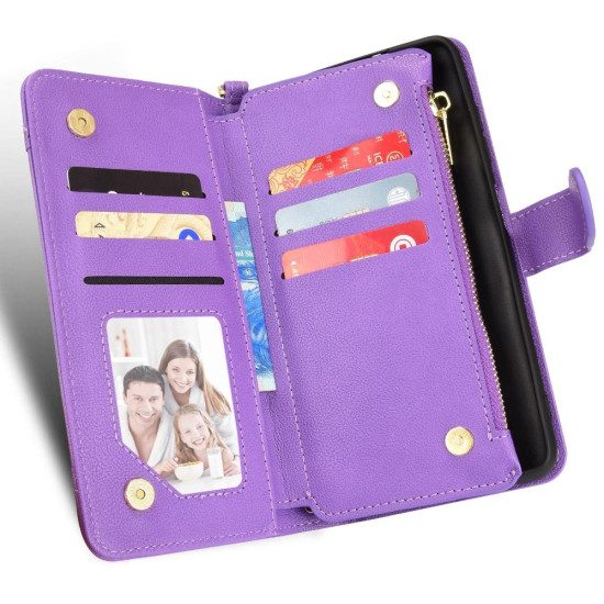 For Samsung Galaxy S24+ 5G Litchi Texture Zipper Leather Phone Case(Purple)