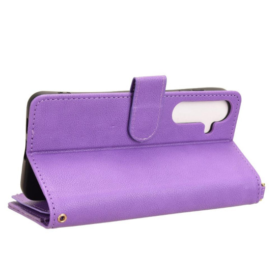 For Samsung Galaxy S24+ 5G Litchi Texture Zipper Leather Phone Case(Purple)
