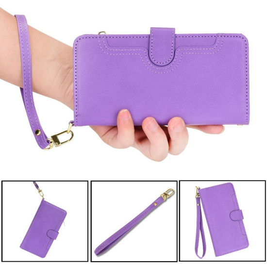 For Samsung Galaxy S24+ 5G Litchi Texture Zipper Leather Phone Case(Purple)