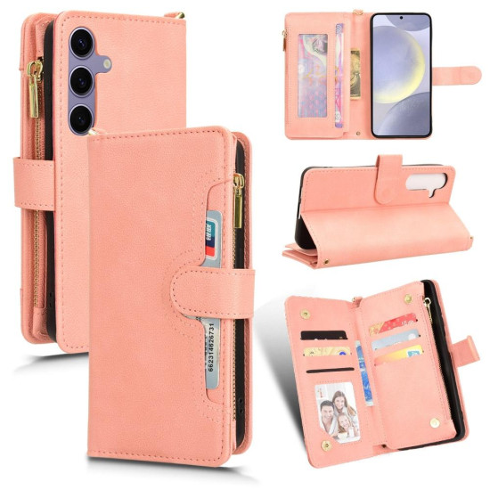 For Samsung Galaxy S24+ 5G Litchi Texture Zipper Leather Phone Case(Pink)
