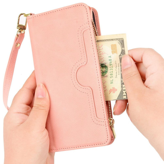 For Samsung Galaxy S24+ 5G Litchi Texture Zipper Leather Phone Case(Pink)