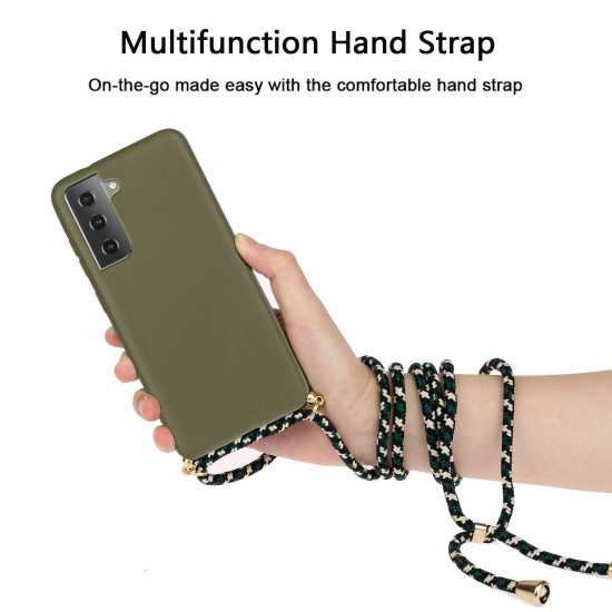 For Samsung Galaxy S24+ 5G Wheat Straw Material + TPU Phone Case with Lanyard(Army Green)