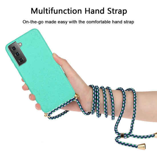 For Samsung Galaxy S24+ 5G Wheat Straw Material + TPU Phone Case with Lanyard(Green)