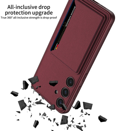 For Samsung Galaxy S24+ 5G GKK Ultra-thin Leather Card Slots Phone Case With Magnetic Holder(Carbon Fiber Texture)