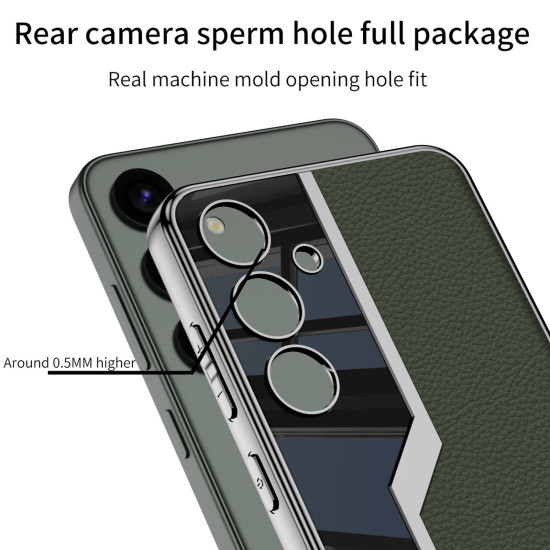 For For Samsung Galaxy S24+ 5G GKK Plating TPU + Leather Supercar Full Coverage Phone Case(Carbon Fiber)