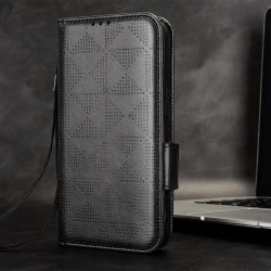 For Samsung Galaxy S24+ 5G Symmetrical Triangle Leather Phone Case(Black)