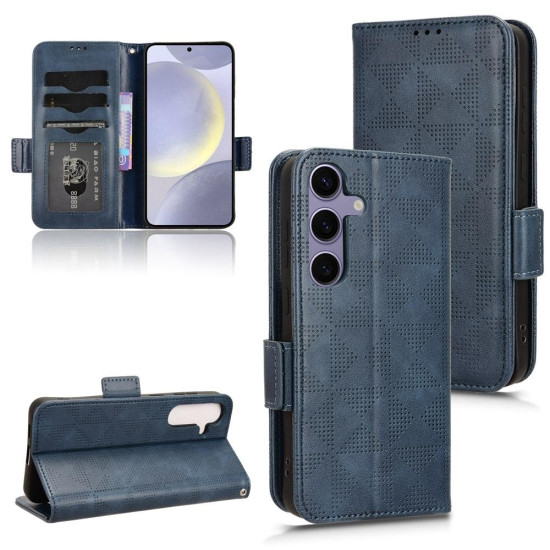 For Samsung Galaxy S24+ 5G Symmetrical Triangle Leather Phone Case(Blue)