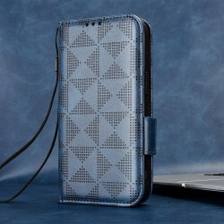 For Samsung Galaxy S24+ 5G Symmetrical Triangle Leather Phone Case(Blue)