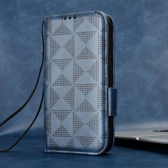 For Samsung Galaxy S24+ 5G Symmetrical Triangle Leather Phone Case(Blue)