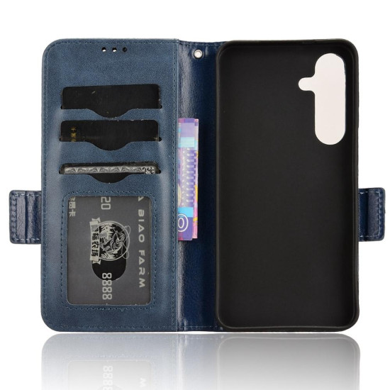 For Samsung Galaxy S24+ 5G Symmetrical Triangle Leather Phone Case(Blue)
