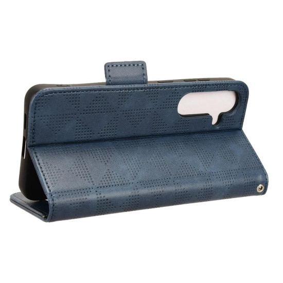 For Samsung Galaxy S24+ 5G Symmetrical Triangle Leather Phone Case(Blue)