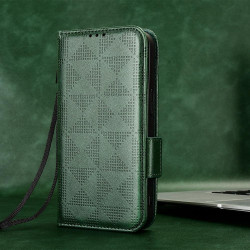 For Samsung Galaxy S24+ 5G Symmetrical Triangle Leather Phone Case(Green)