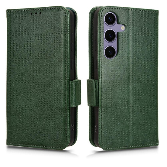 For Samsung Galaxy S24+ 5G Symmetrical Triangle Leather Phone Case(Green)