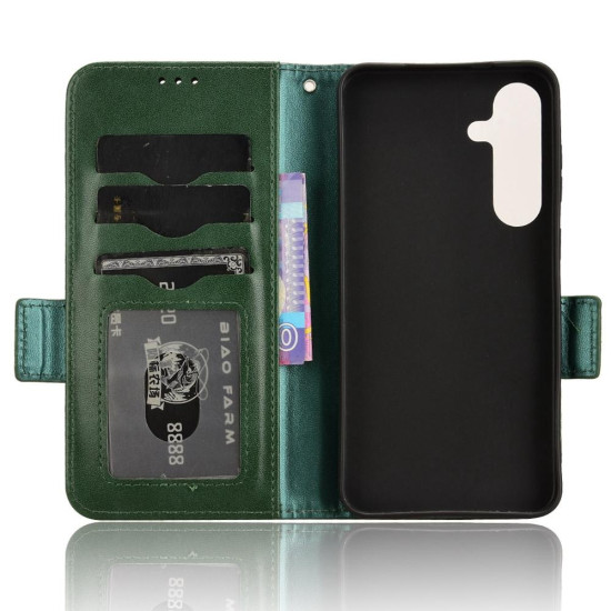 For Samsung Galaxy S24+ 5G Symmetrical Triangle Leather Phone Case(Green)