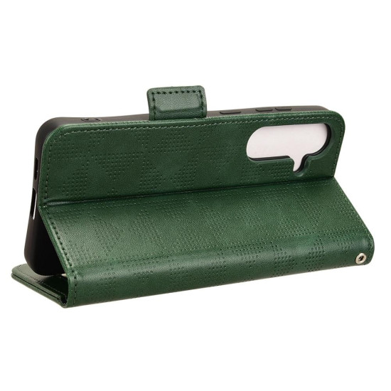 For Samsung Galaxy S24+ 5G Symmetrical Triangle Leather Phone Case(Green)
