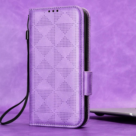 For Samsung Galaxy S24+ 5G Symmetrical Triangle Leather Phone Case(Purple)