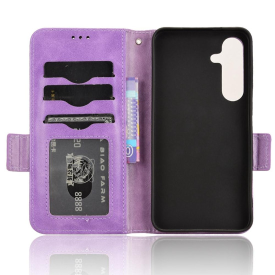 For Samsung Galaxy S24+ 5G Symmetrical Triangle Leather Phone Case(Purple)