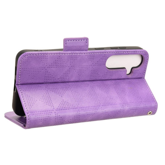 For Samsung Galaxy S24+ 5G Symmetrical Triangle Leather Phone Case(Purple)