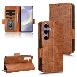 For Samsung Galaxy S24+ 5G Symmetrical Triangle Leather Phone Case(Brown)