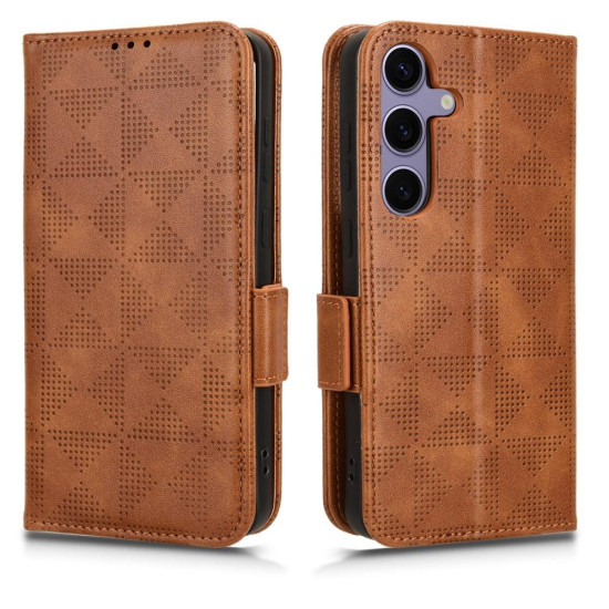 For Samsung Galaxy S24+ 5G Symmetrical Triangle Leather Phone Case(Brown)